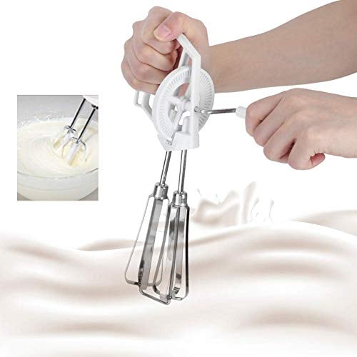 Rotary Manual Egg Beater, Hand Crank Egg Whisk, Stainless Steel Hand Whip Whisk Egg Beater and Mixer, Kitchen Tool Manual Milk Frother Blender for Baking and Cooking