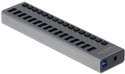 Delock Externer SuperSpeed USB Hub mit 16 Ports + Schalter