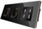 CNBINGO Enchufe Schuko de cristal empotrado con 4 puertos USB de 2,4 A, doble enchufe negro, enchufe de pared doble con marco de cristal