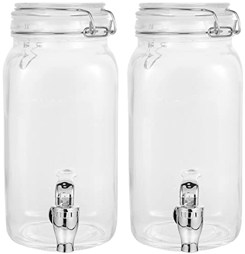 TOPBATHY 1L Getränkespender für Partys Glasgetränkespender mit Zapfen Und Griff Auslöser Verschlussklemme Wasserspender Saftbehälter für Partys Hochzeiten Waschmittel 2 Stk