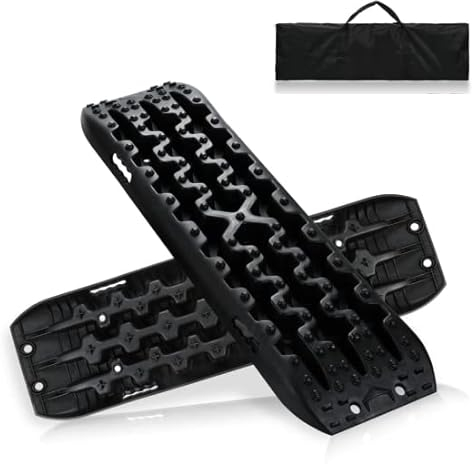 Gimisgu 2X Sandbleche Offroad Traktionsmatte Kunstoff Anfahrhilfe Recovery Board Tracks mit Aufbewahrungstasche,10T Last für Geländewagen Wohnmobil PKW LKW