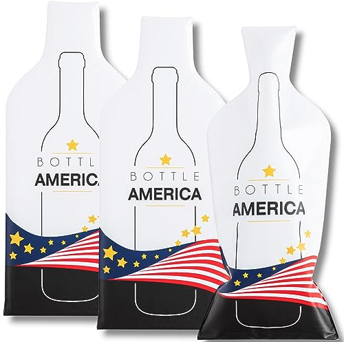 JIMMY THE FOX Bottle America Weinflaschenschutz - Stilvolle, Wiederverwendbare Geschenktaschen (3er-Pack mit 3 Luftpolsterfolieneinlagen), ideal für Weinliebhaber, dreilagig für sicheren Transport