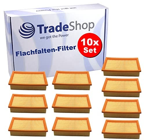 Trade-Shop - 10 filtri a pieghe piatte, compatibili con Würth, Kärcher, Festool, Flex, Kränzle Ventos, Ventos, aspirapolvere a secco