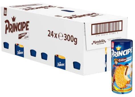 Príncipe Choco Leche Galletas Sándwich Chocolate Leche Pack 24x300g | Galletas sándwich rellenas de chocolate leche, sabor irresistible y textura crujiente, ideales para meriendas y compartir