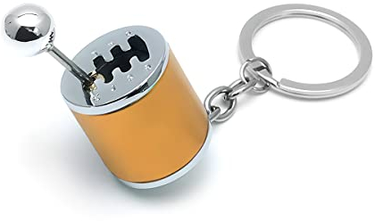 JNNJ Zink-Legierung Autos Shifter Getriebe Modell Schlüsselanhänger, 6-Gang-Schalthebel Schlüsselanhänger Gadgets, Kreatives Zubehör für Autoschlüssel(Gold)