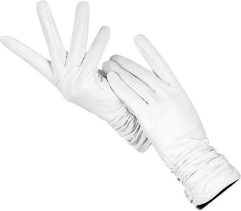 keusyoi Mode Weiße Handschuhe Damen Schaffell Lederhandschuhe Winter Kaltes Wetter Warme Weiße Handschuhe Für Frauen