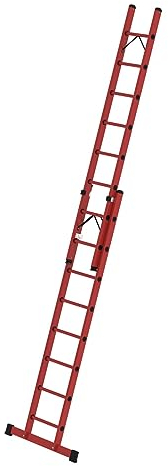 PROREGAL Sprossen-Schiebeleiter 2-teilig GFK mit Standard-Traverse 2x8 Sprossen | Leiter, Teleskopleiter, Trittleiter, Bockleiter, Sprossen-Doppelleiter