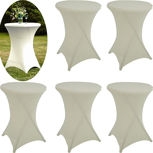 TRUTZHOLM Stehtischhusse 5er Set Husse für Partytisch Bistrotisch in beige Ø 80cm Deko für Strandhochzeit