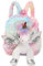 JTBDWOSK Einhorn-Design, Plüsch-Rucksack, legere Tasche, Bunte Schulranzen, Büchertasche für Kinder (silberfarbene Flügel),Rosa