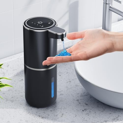 Amyzavls Automatic Liquid Soap Dispenser, 380ml Wall Mount Touchless 4 Gear Adjustable Electric Liquid Soap Dispenser, USB Rechargeable with Infrared Motion Sensor for Bathroom, Kitchen, Office