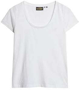 Superdry Damen Studios T-Shirt mit tiefem Ausschnitt Optik 44