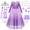 YYDSXK Vestito Principessa Elsa Anna, Costume di Elsa Anna con Set Collana Corona Principessa, Vestito da Principessa Elsa per Regalo Bambina, Gonna in Tulle per Carnevale Cosplay