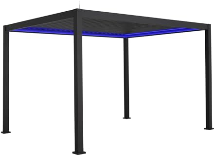 sweeek - Pergola Bioclimatique électrique 3x4m. Aluminium. à Lames orientables avec éclairage LED
