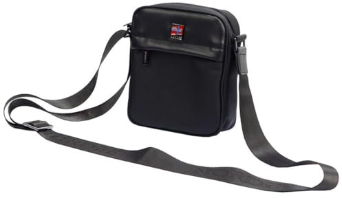NORDEE Männer Umhängetasche - Kleine Tasche Herren 16 cm x 19 cm x 6,5 cm, Funktionell Schultertasche Herren mit 4 Taschen - Männer Tasche Schwarz