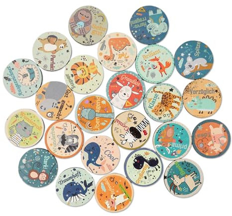 WakiHong 24 Stück Holzscheiben,Runde Naturholzscheiben,Unvollendete Holzplatte zum Basteln,für DIY Handwerk Malen Beschriften Streudeko Hochzeit Weihnachten - Mit kleinen Tieren