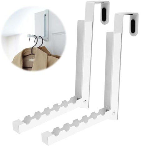 Gachiwar® Pack de 2 tendederos plegables sobre la puerta, perchero con gancho sobre la puerta, tendedero para espacios pequeños compactos en lavanderías interiores (blanco)