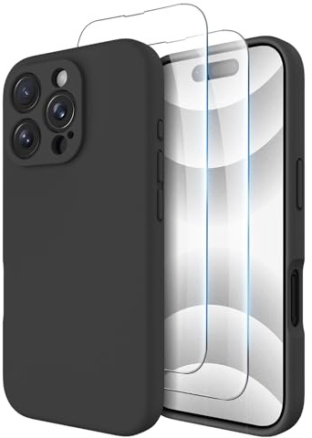 OTOFLY Compatible with iPhone 16 Pro Case with 2 Pack Screen Protectors, Compatible with MagSafe, Shockproof Military-Grade Protection, Magnetic Silicone 16 Pro Phone Case, Black