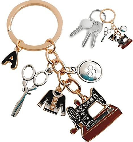 Zghhc Nähender Schlüsselanhänger - Nähen Charm - Schere Lineal - Schlüsselanhänger für Ruhestand - Multicolored