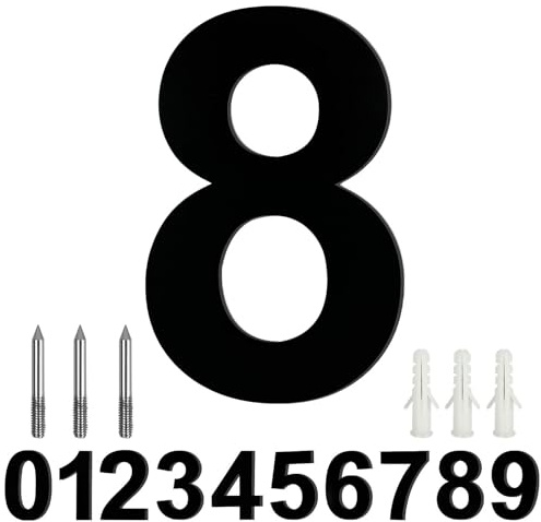 LUCKNIGHT House Numbers, Large Metal House Numbers, Floating Door Number, Made of Solid Stainless Steel, Flush Mount, for Outside Address Number Sign, 8 Inch (20.3 cm), Door Number 8