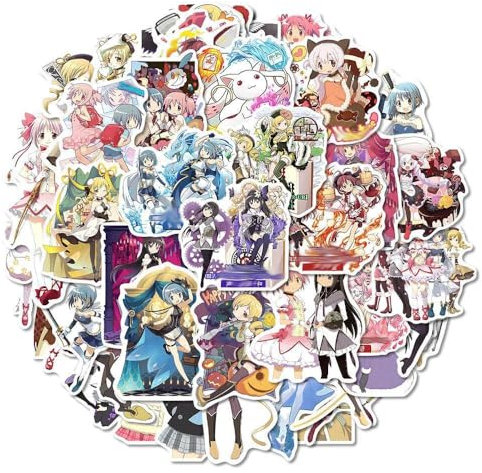 Kaname Madoka Stickers, 80 Pcs Anime Figure Vinyl Waterproof Sticker Decals for Party, Water Bottle Scrapbook Laptop Skateboard Computer for Teens Students