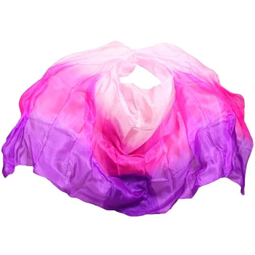 LPHFDCS Bauchtanzschleier Bauchtanz-Schleier aus echter Seide, beliebtes handgefärbtes Bauchtanz-Zubehör aus natürlicher Seide, Farbverlauf-Seidenschleier Bauchtanz-Schal(Color1,250X114CM)