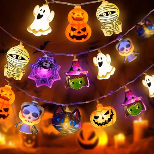TOYTOPIE Halloween String Lights 3M20LEDS for Room Garden Decoration with 2 Modes, Waterproof Halloween Decoration Lights Indoor Outdoor, for Halloween Party, Autumn Fall Decorations
