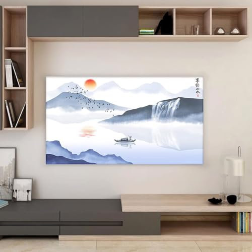 Housse De Télévision à Motif Imprimé Paysage Lever Du Soleil, Couverture D'écran Intérieure De 32 à 85 Pouces, Housse Anti-poussière En Tissu Polyester Doux, Tissu De Protection (Size:55-60IN,Color:B)