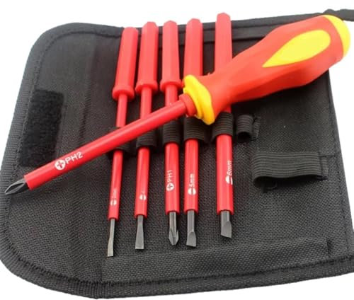 MiJunHD 7Pcs Insulated Screwdriver Set, Magnetic Tips Interchangeable Phillips Slotted Screwdriver, Electrician Screwdriver Tool