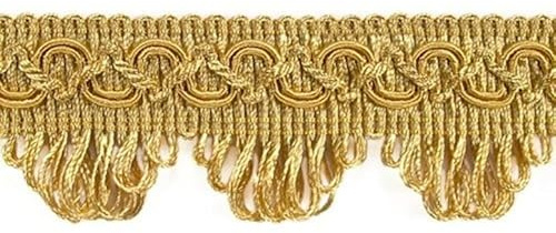1 Meter Dekoborte 3,5cm breit Farbe gold/goldgelb Spitze Brokat Möbelborte Bänder Posamentenborte Fransen für Gardinen Möbel Kostüme