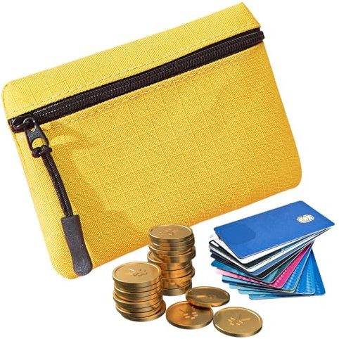 Petit porte-monnaie en Oxford avec fermeture éclair pour homme et femme, Jaune, Consulte la descripción, Voir description