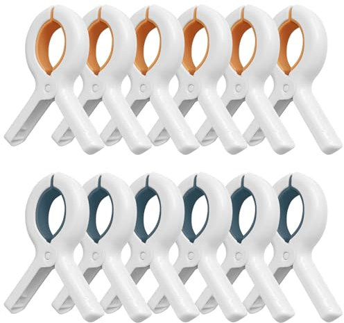 12 Pièces Pince Serviette Plage, Durable Grosse Pince À Linge, Résistance au Vent Pince Serviette Plage Transat, Plastique Epingle a Linge pour Lessive Quotidienne, Serviettes de Bain, Literie