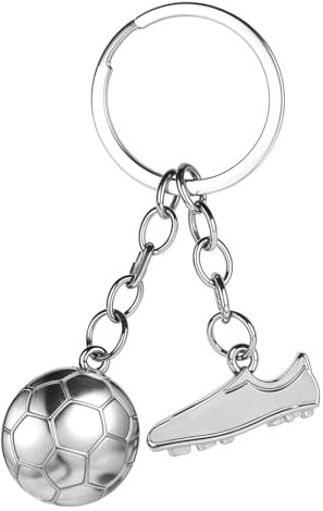 Football Keychain, Porte Clés Sport Porte Clé Football, Porte-Clés en Métal Football en Argent, Porte Clé Ballon de Foot pour Adultes Enfants, pour Ccadeaux Créatifs