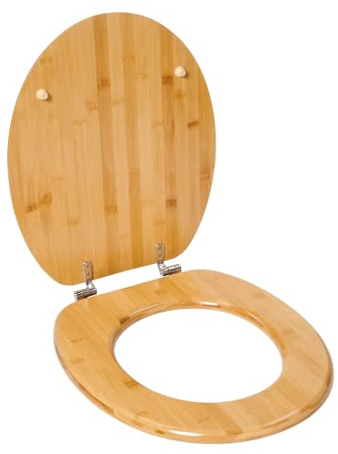 Brixy Bambus WC Brille Emmy - Toilettensitz mit Deckel - Edelstahl Scharniere - Inklusive Befestigungsmaterial