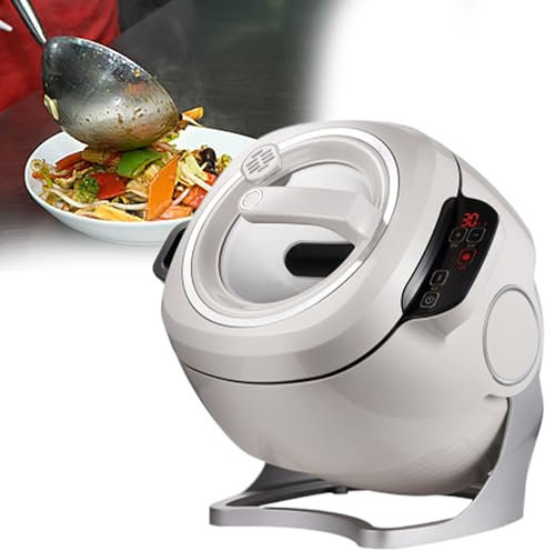 GESAIDES Automatic Cooking Machine, 6L Auto Cooking Wok Fried Rice Machine, Three Speed Adjustable, 360 ° Automatic Rotation, for Stir Frying, Stewing, Cooking