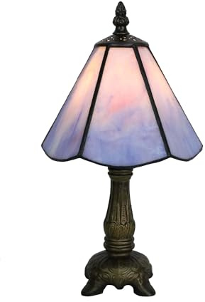 Tokira Tiffany Tischlampe Lila, 6 Zoll Vintage Glasmalerei Schirmförmiger Lampenschirm, Schön klein Tischlampe für Wohnzimmer, Klein Nachtlicht für Schlafzimmer [Keine Glühbirne]