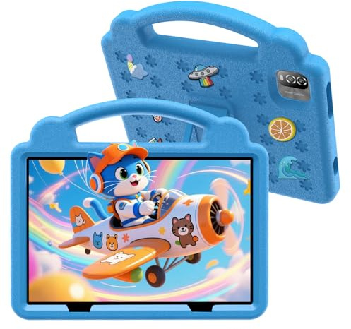 VOLENTEX Tablet infantil de 10 pulgadas con funda, Android 15 tabletas para edades de 3 a 12 años, almohadilla educativa de 64 GB, control parental, WiFi 5G, cámara dual, 6000 mAh, Bluetooth (azul)