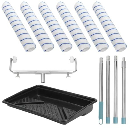 Zjyufy 18 Paint Roller Kit, 12PCS Painting Set with Extension Pole & Tray | Complete Painting Supplies Set with Adjustable Frame and 6 Microfiber Rollers for Walls, Ceilings & DIY Room Repainting
