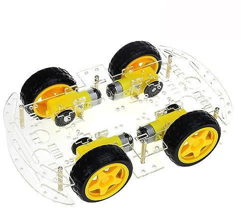 Yanmis Smart Robot Car Kit Stabil Großem Chassis für Handwerk, 4WD Smart Robot Car Kit für Hobbyisten und Experimentatoren, Acrylmaterial