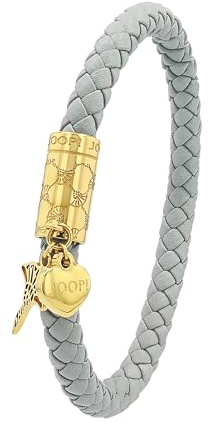 JOOP! Armband mit Anhänger für Damen, Edelstahl und Leder, 19 cm, gold, Geschenkidee, kommt in Schmuck Geschenk Box, 2100976