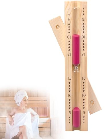 15-Minute Wooden Sauna Hourglass Timer, Wall-Mounted Rotating Heat Resistant Sand Clock
