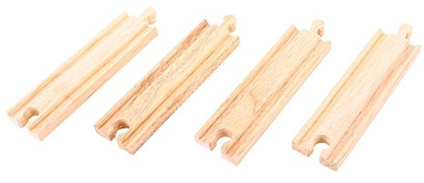 Bigjigs Rail Medium Straights (Pack of 4) - Other Major Wooden Rail Brands Are Compatible