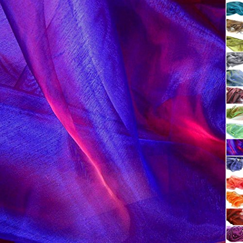 TOLKO 1m Organza Stoffe zum Nähen Meterware | Hauch Zart, Fein, Durchsichtig | zum Dekorieren Basteln 145cm breit | leichter Glanz Stoff für Gardine Vorhänge Tischdecken Deko Schals (Kobaltblau Rot)