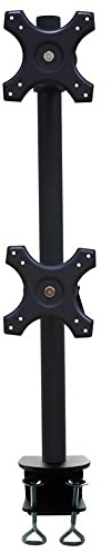 Newstar FPMA-D700DV Tilt/Turn/Rotate Dual Desk Mount (clamp) for two 10-27 Monitor Screens ONE ABOVE OTHER, Height Adjustable - Black