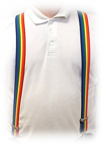 Wuerfel24 Hosenträger unisex (Herren, Damen, Kinder), 3 Clip/Clips (Y-Form), Regenbogen, Peace, Schwule, Lesben, CSD, Länge 110cm ungedehnt