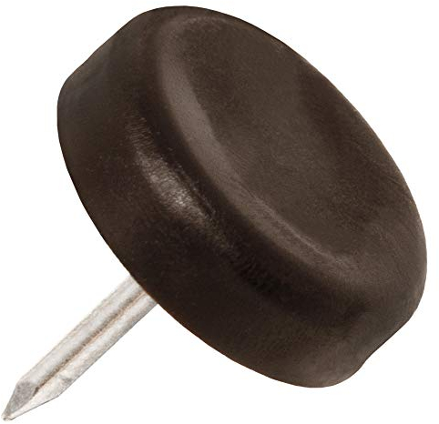 Adsamm® / 100 x Kunststoffgleiter mit Nagel / Braun / Ø 20 mm / rund / Möbelgleiter mit Nagel / Möbel- und Bodenschutz in Adsamm® Qualität