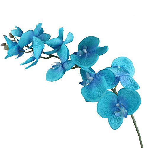Yalulu 2 Pack Artificial Butterfly Orchid Flower Plant for Home Wedding Party Decoration (Blue)