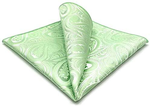 S&W SHLAX&WING Einzigartig Einfarbig Herren Einstecktücher Paisley Light Grün Honeydew
