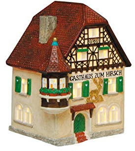 Belladecora 2X Windlicht Gasthaus Hirsch aus Porzellan, B14 x T10 x H19 cm
