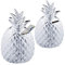 2 x Spardose Ananas, Dekofigur, Sparschwein mit Schloss, 2 Schlüssel, Keramik Sparbüchse, H x D 16 x 9 cm, Silber