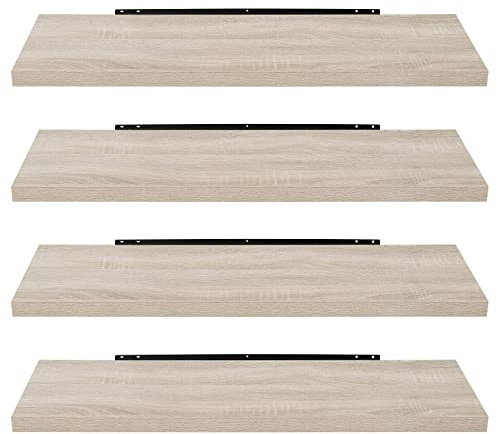 EUGAD Wandregal Wandboard 4er Set Hängeregal Holz Board Modern Sonoma Eiche 100x22,9x3,8cm 0041QJ-4